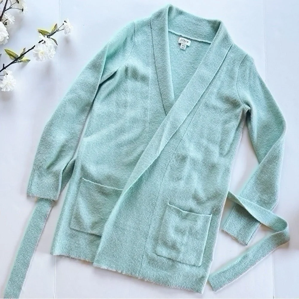 J.Crew Factory Wrap Cardigan Sweater Top & Pants Set Extra Soft Yarn Wintergreen